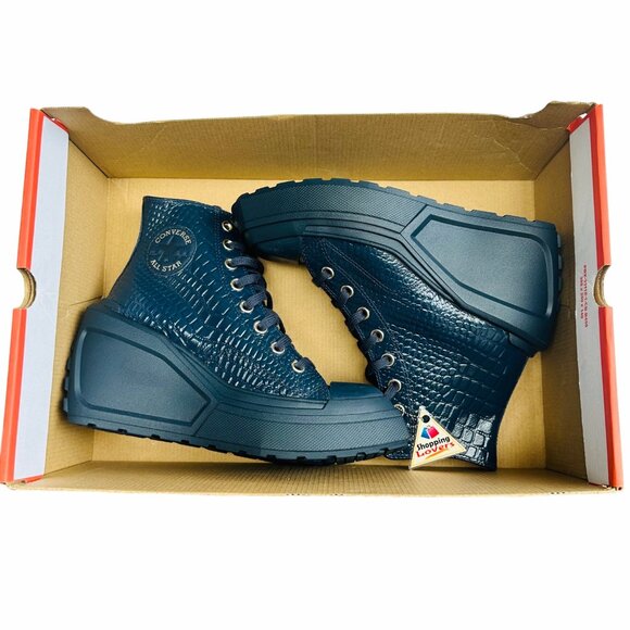 ✨Converse Chuck 70 De Luxe Wedge Platform Leather Sz 11 Women Shoes Blue A10037C - Picture 7 of 9